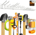 Garage Tool Organizer Wall Mount 66 inches with 13 Adjustable Heavy-Duty Hooks, Garage Organization, Garden Tool Storage Rack for Garage,Yard,Shed, Holds Up to 520 lbs,White