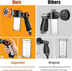 8 in 1 Garden Hose Nozzle Sprayer, Upgrade Dog Wash Hose Attachment with 3.5OZ/100CC Soap Dispenser Bottle and Dog Shower Brush, Ideal for Watering Flowers, Car Washing, Dog and Horse Bathing