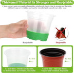 Caffox 45PCS Reusable Seed Starter Kit Includes 20 Packs 5" Clear Nursery Pots with Silicone Base, Repotting Mat, Gardening Gloves, Plant Labels and Seedling Tools for Easy Transplant