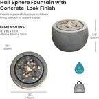 Tankana Garden Medium Water Fountain Outdoor Bubbler Water Feature Indoor with Lights & Pump and Pebbles Waterfall Fountains for Patio Deck Yard Home Decor Gray, 18 "L x 18" W x 11.5" H