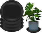 4 Pack 14 Inch Round Plant Saucers for Less 12 Inch Pot Indoors Outdoors Plant Trays for Pots Planter Saucer Plastic Drip Tray Planter Water Tray(Black, 13.8"(4pcs))