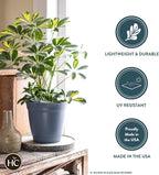 The HC Companies 8 Inch Eclipse Round Planter Pots with Drainage Holes & Attached Saucer, Lightweight UV-Resistant Plastic Indoor & Outdoor Planters, 6-Pack Flower Pots for Garden & Home Decor, White