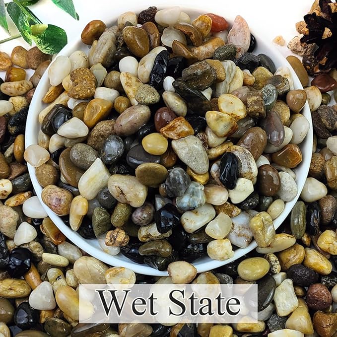 YISZM 10lbs Natural River Rocks for Plants, 3/8" Aquarium Gravel Decorative Polished Mixed Pebbles for Fish Tank, Gardening, Flower Pots, Vase Fillers, Indoor Water Fountains, Landscaping