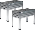 DIIYIV 2PCS Galvanized Raised Garden Bed with Legs,2PCS 48×18×30in Elevated Planter Box for Backyard,Outdoor Garden, Patio, Balcony, 300lb Capacity,Silver
