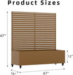 Casaphoria Metal Raised Garden Bed with Trellis and Wheels, 47"x47"x16" Planter Box for Climbing Plants, Vegetables & Vines, Features Drainage Holes and Privacy Screen (Brown-Louvered)