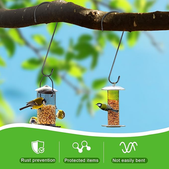6 Pack 16 Inch Extra Large S Hooks for Hanging Plants, Rust-Proof Heavy Duty Tree Branch Hook Plant Hooks Outdoor for Hanging Bird Feeder,Patio,Indoor Uses