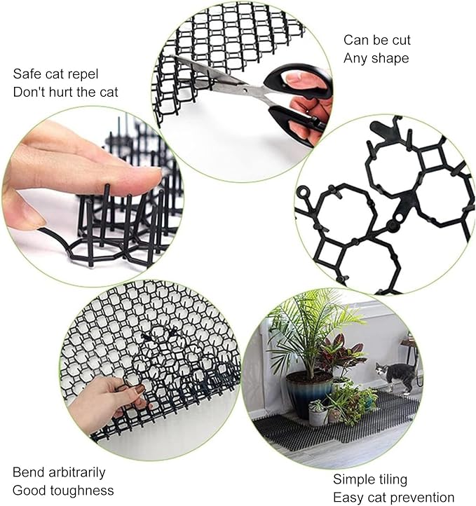 Agatige 12PCS Cat Deterrent Mat, 6 X 8 in PP Scat Mat Cat Spikes Blocker for Keeping Away Pet Dogs Protecting Plants