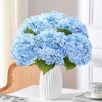 6Pcs Hydrangea Artificial Flowers Realistic Latex Texture for Spring Decoration Home Party Wedding Living Room Decoration 21''Blue