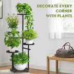 TOSKING 5-Tier Tall Plant Stand Indoor & Outdoor, Anti-Tip Round Base for Pots, Child and Pet Friendly, Heavy Duty Corner Shelf for Multiple Plants, Space-Saving Design for Living Room Balcony Garden (Black, 38in)