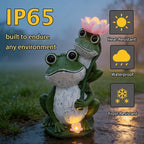 Solar Garden Outdoor Statues Lights Frog Garden Sculptures Birthday Housewarming Gifts for Women Mom Grandma for Patio Yard Lawn Backyard Decorations