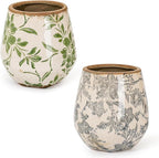 Sungmor Vintage Ceramic Planter Set of 2 - Decorative Indoor & Outdoor Flower Pots with Drainage Holes - Tuscan Décor Pots, 5.7" Ice Crackle Glaze Planters for Home, Kitchen, Patio, and Garden