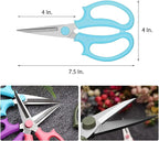 Leize Flower Scissors, Premium Thickened Stainless Steel Floral Shears, Strong Pruner for Flowers, Branches and Leaves (Blue Slender)