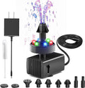 Jutai 24-Hours Working Bird Bath Fountains Electric, Adjustable Quiet Water Fountain Pump with LED Lights for Garden,Small Fish Tank, Pond,Water Features - 7 Nozzles,16.4Ft Power Cord