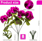 lovemoon 8 Pcs Artificial Geranium Plant Realistic Silk Flowers for Outside UV Resistant Faux Geraniums Flowers for Indoor Outdoor Home Garden Office Decoration (8, Rose Red)