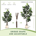 Fiddle Leaf Fig Tree Artificial - 6ft Faux Fiddle Leaf Fig Tree with White Planter - Fig Tree Artificial with Lifelike Leaves for House Office Living Room Indoor Home Decor
