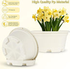 KPUVX 5 Pack 10.5 inch Plant Pots,Planter-Pots-for-Plants，Plastic Flower Pot for Indoor Outdoor Plants with Drainage Holes & Trays, Decorative Garden Containers Sets for Houseplants