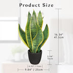 Briful Fake Plant 16 Inch Fake Snake Plant Artificial Plants Indoor Sansevieria Faux Plants with Black Pot Artificial Snake Plant for Living Room Bathroom Office Table Centerpieces Shelf Home Decor