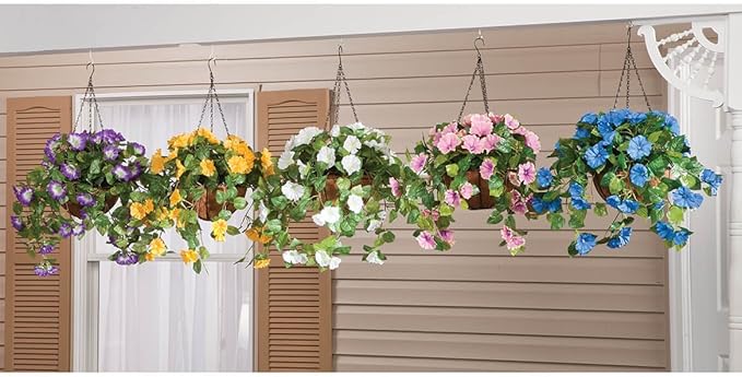 OakRidge Artificial Petunia Hanging Stem – Indigo, 25” Long – Faux Floral Home Décor for Indoor/Outdoor Use