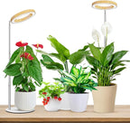 Aokrean Plant Grow Light, Full Spectrum 6.3in Plant Light for Indoor Growing, Height Adjustable 9.8"-37.4" with Auto Timer 6/12/16Hrs, 3 Optional Spectrums, 5 Brightness, Wood Grain Desk Growing Lamp