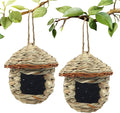 Gute Hummingbird House, Grass Hand Woven Birdhouses for Outdoors Hanging, Natural Bird Hut for Outside, Bird Houses for Audubon Finch Canary Chickadee - Set of 2