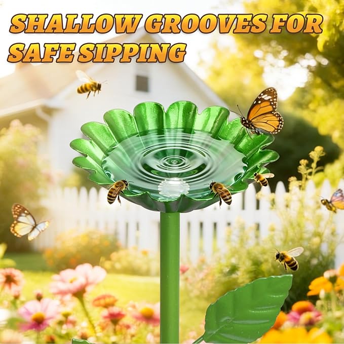 Mellbree Bee Watering Station, 6-Pack Metal Flower Bee Bath for Garden – Attract Butterflies & Pollinators – Colorful Outdoor Garden Stakes for Yard, Patio, Butterfly Garden, Gardening Essentials
