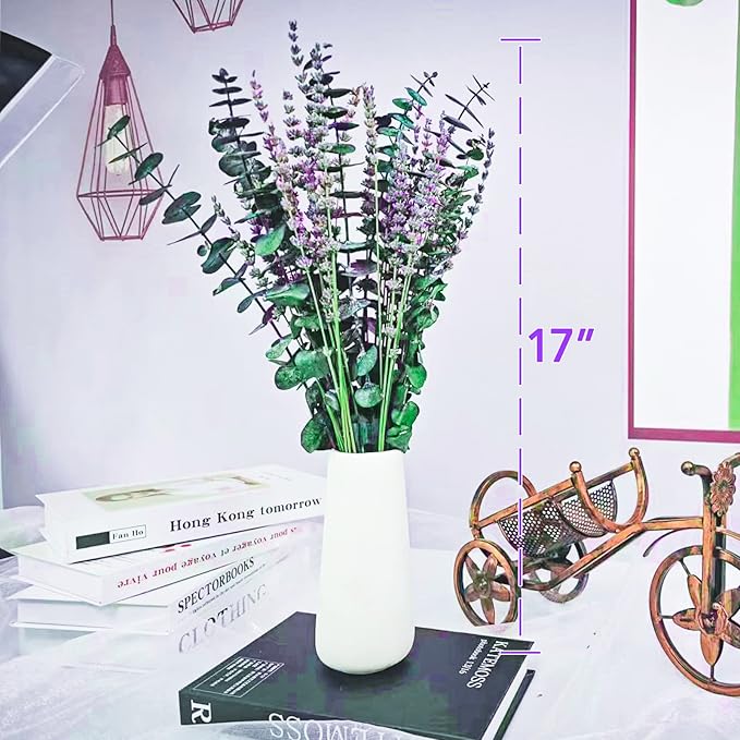 68 Pcs Dried Preserved Eucalyptus Stems & Lavender Flowers Bundles for Shower, 17'' Natural Real Live Eucalyptus Leaves Hanging Lavender Shower Plant, Fragrance, Decor