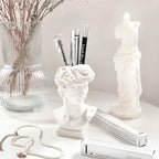 David Statue Vase - 6 Inch Greek Bust Head Aesthetic Planter White Home Decor Roman Style Resin Succulent Flower Planter Pot Sculpture Brushes Holder Makeup Pen Holder