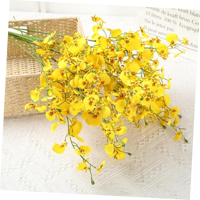 LIOOBO 3 Forks Artificial Dancing Orchid Flower Branches - Decor for Weddings and Living Rooms - Perfect for Floral Arrangements and Indoor Decoration