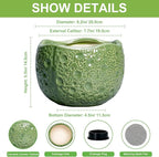 8 Inch Plant Pot - Ceramic Pots for Plants with Drainage Hole, Round Decorative Plant Pots for Indoor Outdoor, Modern Unique Flower Pot, Office Decor, Garden Gifts, Green