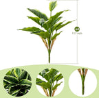 4Pcs 17.7inch Artificial Halcyon Hosta Perennial Plants Faux Green Dieffenbachia Plant Greenery Aesthetic House Plants Outdoor Shrubs Indoor Office Yard UV Resistant Planter Filler
