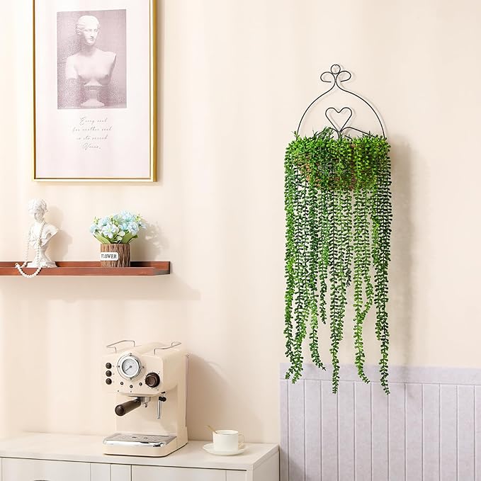 6pcs Artificial Succulents Hanging Plants, Fake Hanging Plant String of Pearls Plant, Faux Greenery Plants Draping Greenery Stems for Spring Indoor, Outdoor, Wall, Home, Backdrop, Garden