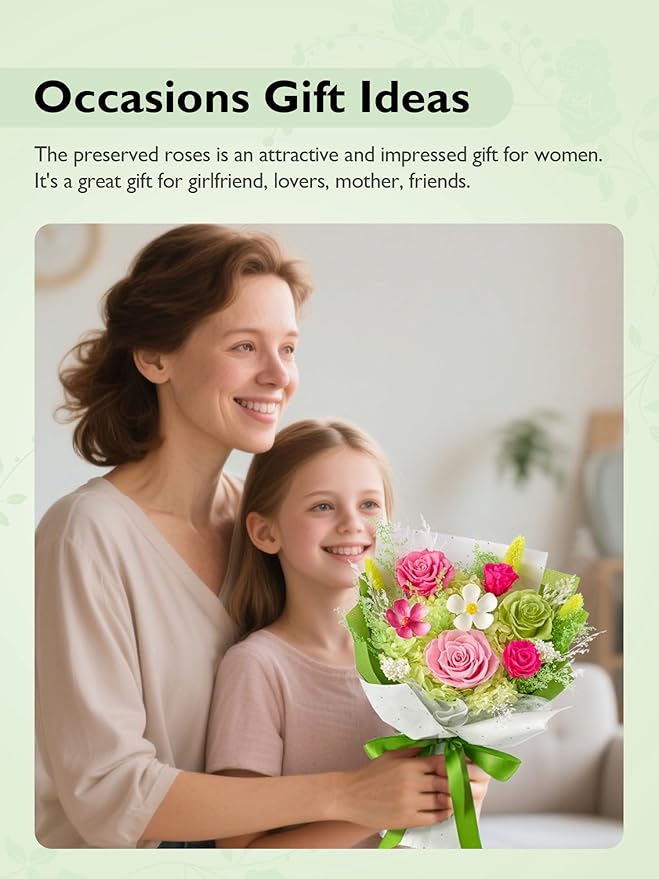Eterfield Flowers for Delivery Prime, Mother's Day Forever Flower Bouquet, Preserved Pink Roses Birthday Gifts for Her Women Wife Mom Anniversary Valentines Day Christmas
