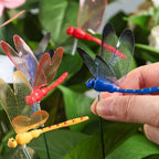 VGOODALL 24PCS Dragonfly Garden Stakes, Plastic Garden Decorations 4 Colors Dragonfly Ornaments for Indoor Outdoor Yard