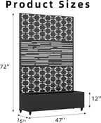 Casaphoria Metal Raised Garden Bed with Trellis and Wheels, 72"x47"x16" Planter Box for Climbing Plants, Vegetables & Vines, Features Drainage Holes and Privacy Screen, Black(Square&Shine)