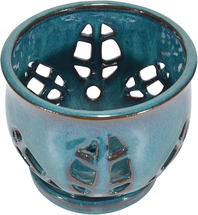 W&W Orchid Pot with Holes and Saucer for Repotting, Teal, 6.5"