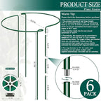 6-Pack 38.7” Plant Support Stakes, Steel Plant Cage & Peony Tomato Hydrangea Cage, Garden Stakes for Outdoor Plants, Heavy-Duty Plant Stakes, 16.7” Support + 22” Extension Tubes