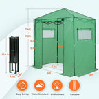 EAGLE PEAK 6x4 Portable Walk in Greenhouse, Pop Up Indoor Outdoor Greenhouse, Green House Kit with Zippered Roll-Up Doors and Windows, PE Cover, Clear/Green