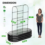 DoCred 2 in 1 Galvanized Raised Garden Bed, 2Pcs Garden Planter Box with 71" H Trellis for Climbing Plants, Outdoor Gardening Raised Beds with Climbing Net for Fruits, Vegetables, Flower (Black)