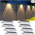 Solar Fence Lights Outdoor - 2700/4000/6000K 3 Modes, IP65 Waterproof Fence Solar Lights Outdoor, Fence Light Solar Powered for patio decor/Railing/Step and Wall - Unique Housewarming Gifts（8 Pack)
