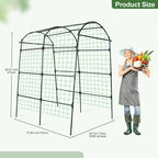 OTOSUNNY Garden Arch Tunnel Trellis for Climbing Plants Outdoor, 7 ft Tall Metal Walkway, Arbor Archway for Climbing Vines Vegetables Yard Lawn, Cucumber Trellis for Garden Raise Bed, Black