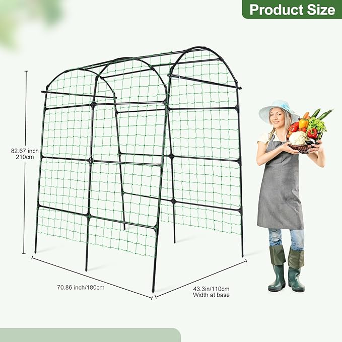 OTOSUNNY Garden Arch Tunnel Trellis for Climbing Plants Outdoor, 7 ft Tall Metal Walkway, Arbor Archway for Climbing Vines Vegetables Yard Lawn, Cucumber Trellis for Garden Raise Bed, Black