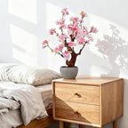 TOARTi Artificial Pink Cherry Blossom Potted Plant with Stone Pot, 18" Tall Fake Flowers Faux Plants Desk Plant, Realistic Plants Home Indoor Decor for for Home Bedroom Bathroom Office Desk