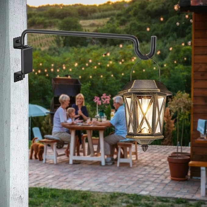 AILIN YELOKIE 16" 360° Swivel Plant Hange - Heavy Duty Solid Steel Wall Hook, 12-Directional Adjustable for Bird Feeders, Outdoor/Indoor Plants, Garden & Patio, Rust-Resistant Black