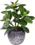 Artificial Potted Plant, Real Touch Artificial Oak Leaves Waterproof Fake Plants Indoor Outdoor, Eco Friendly Modern Concrete Greenery Plant Pots for Office Home Kitchen Shelf Farmhouse Decor