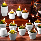 Shihanee 36 Pcs Succulent Cactus Tealight Candles with Mini Terracotta Pots, Spring Decor, Fiesta Cinco De Mayo Party Decorations, Mexican Party Favors, Baby Shower Wedding Table Decor(White)
