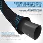Non-Expanding Garden Hose 150 ft, Kink Free Flexible Water Hose with 10-Pattern Spray Nozzle, Lightweight Hose Pipe, Leak Proof, 3/4" Swivel Connectors, Super Fabric, Portable Storage Strap