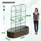 DoCred 2 in 1 Galvanized Raised Garden Bed, 2Pcs Garden Planter Box with 71" H Trellis for Climbing Plants, Outdoor Gardening Raised Beds with Climbing Net for Fruits, Vegetables, Flower (Wood Grain)