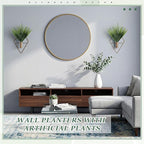 Canlierr 4 Pieces Bronze Wall Decor Hanging Planters with Artificial Aquatic Plants Metal Hanging Vase Indoor Plants Holder Modern Boho Wall Art for Bathroom Bedroom Living Room Decor