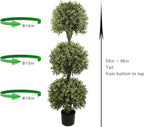 ALL SEASON GREEN 56'' Large Triple Ball Artificial Topiaries Tree UV Pre-Potted Outdoor Plants Porch Decor 2 Pack