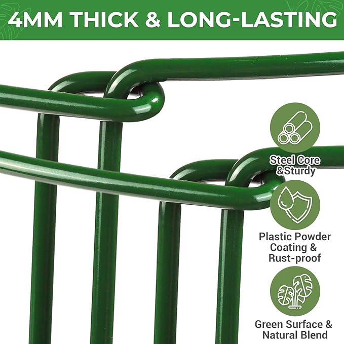 LEOBRO Plant Support Plant Stakes, 12pcs Peony Cages and Supports, Metal Garden Stakes Plant Supports, Plant Support Stakes, for Peony, Tomato, Hydrangea, Indoor Outdoor Plants, 10" W x 24" H